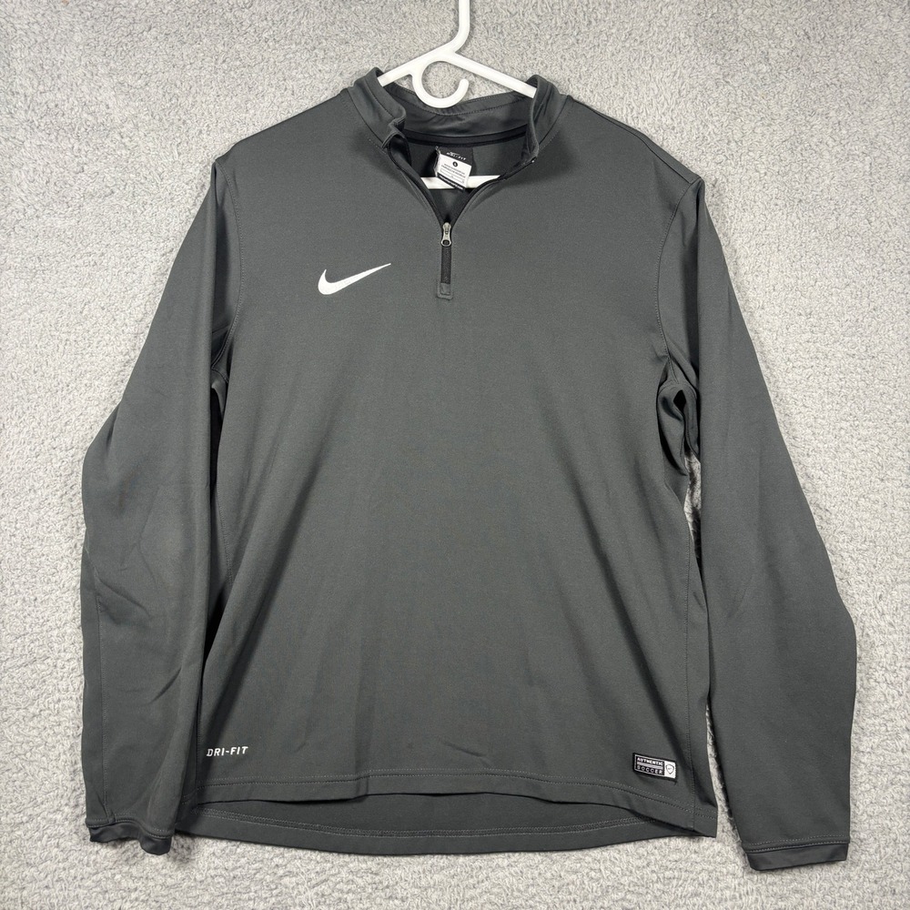 Nike Pullover Men Large Grey Dri-FIT 1/4 Zip Authentic Soccer Training Top